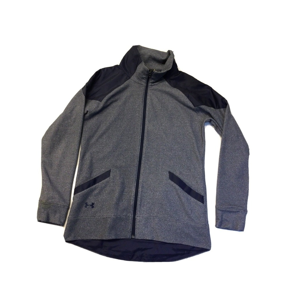 Under Armour UA Fleece Full Zip Women's Jacket Sweater Gray/Black Medium Pockets